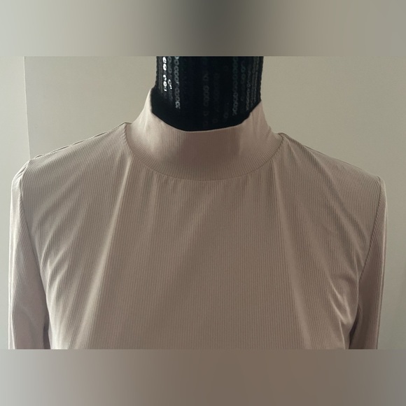 House Of Harlow 1960 Beige Nude Ribbed Mock Neck Top Size XL - Picture 2 of 14